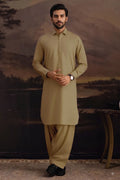 Premium Men's Unstitched Cotton Fabric Suit (Light Khaki)