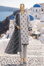 Safina Pop (Vol-01) by A One Textile - 3PC Unstitched Printed Lawn Suit (Light Grey)