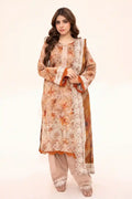 Zesh - 3PC Unstitched Embroidered Lawn Suit (Soft Beige)