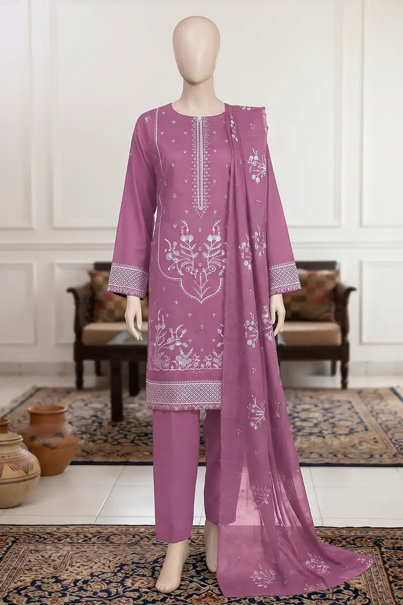 Samra by Breeza Fashion - 3PC Unstitched Embroidered Lawn Suit (Pink)