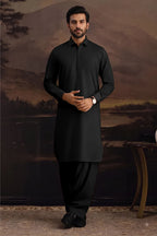 Premium Men's Unstitched Cotton Fabric Suit (Jet Black)