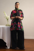 COCO By Zara Shahjahan - 3-Piece Unstitched Printed Lawn Suit (Black & Hot Pink)
