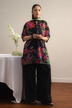 COCO By Zara Shahjahan - 3-Piece Unstitched Printed Lawn Suit (Black & Hot Pink)