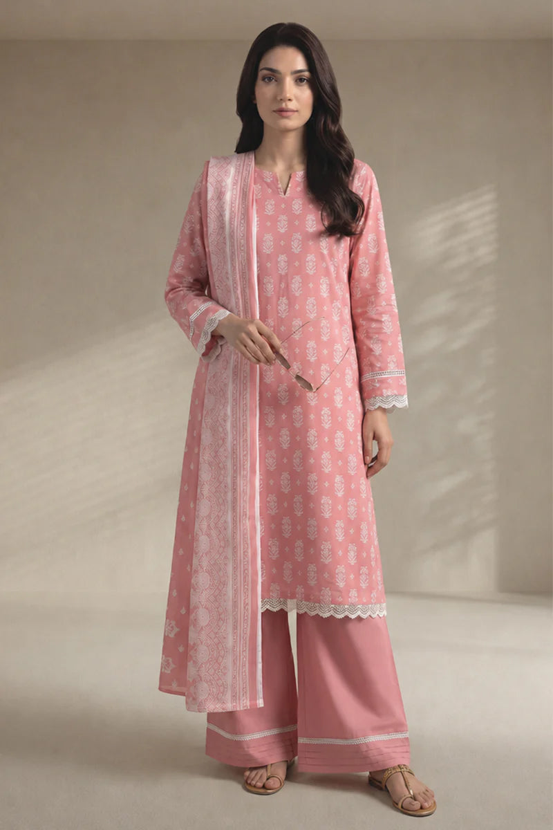 Khaadi – 3 Piece Unstitched Digital Printed Lawn Suit (Pink)