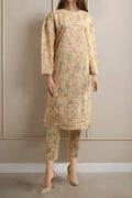 Saya Special Unstitched Khaddar 2-Piece Same Print Suit (Light Cream)
