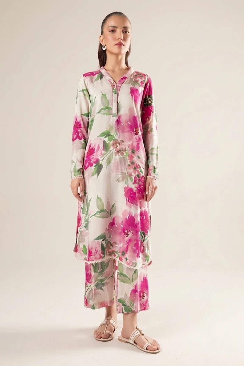 m.basics by Maria.B Special Unstitched Khaddar 2-Piece Same Print Suit (Magenta Pink)