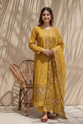 Millat - 3PC Unstitched Embroidered Lawn Suit (Mustard Yellow)
