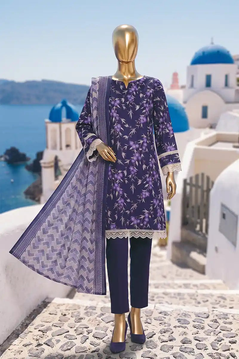 Safina Pop (Vol-01) by A One Textile - 3PC Unstitched Printed Lawn Suit (Deep Violet)