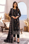 Zesh - 3PC Unstitched Embroidered Lawn Suit (Midnight Black)