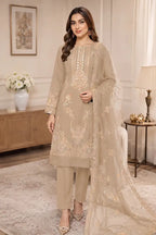Sawan by Breeza Fashion - 3PC Unstitched Embroidered Lawn Suit (Light Mocha)