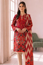 Roshaan by KBC Fashion Stitched 3-Piece Lawn Suit (Rich Ruby Red)