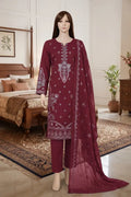 Arooj by Breeza Fashion - 3PC Unstitched Embroidered Lawn Suit (Maroon)
