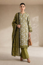 Khaadi – 3 Piece Unstiched Premium Printed Lawn Suit (Moss Green & Pale Sage)