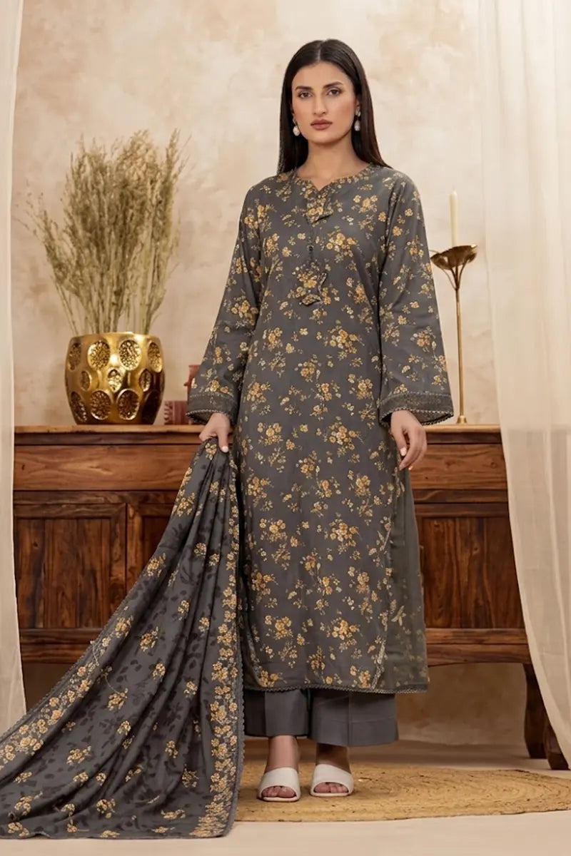 Mor Bagh 3-Piece Unstitched Printed Lawn Suit (Dark Slate Grey)