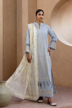 Mahrin By Johra - Premium 3PC Unstitched Embroidered Lawn Suit (Icy Blue & Ivory)