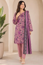 KBC 3PC Stitched Collection - Printed Lawn Suit (Purple)