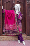 Aryana By KBC Fashion - 3PC Unstitched Printed Lawn Suit (Violent & Dark Pink)