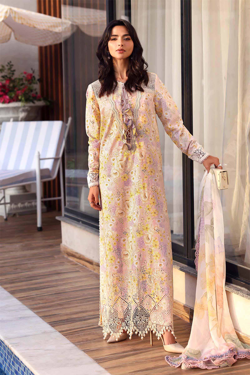 Elahéh By Maria B - 3PC Unstitched Digital Printed Lawn Suit (Butter Cream yellow)