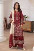 Aqua By Johra - 3PC Unstitched Embroidered Lawn Suit (Deep Maroon)