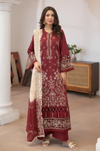 Aqua By Johra - 3PC Unstitched Embroidered Lawn Suit (Deep Maroon)