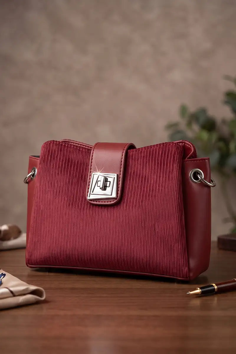 Premium Women's Imported Handbag (Crimson Red)