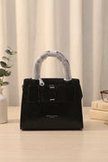 Elegance Structured Faux Leather Shoulder Bag (Black)