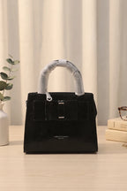 Elegance Structured Faux Leather Shoulder Bag (Black)