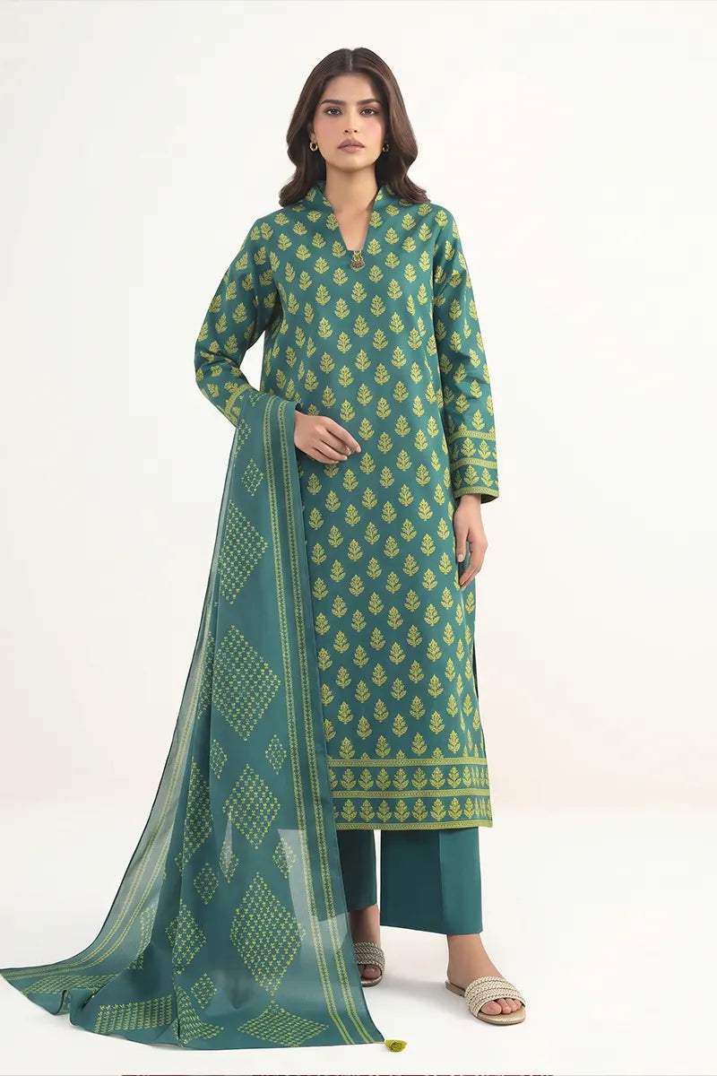 Sapphire Vol.6 - 3PC Unstitched Printed Lawn Suit (Teal Green)