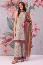 Khaadi 3-Piece Unstitched Printed Lawn Suit Set (Light Oat)