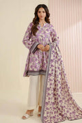 Sapphire (Vol.4) - 3PC Unstitched Printed Lawn Suit (Lilac & Cream Off-White)