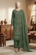 Noor by Breeza Fashion - 3PC Unstitched Embroidered Lawn Suit (Muted Olive Green)