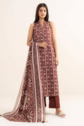 Khaadi – Summer Series 3 Piece Unstitched Printed Lawn Suit (Rust Brown)