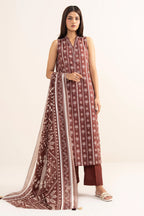 Khaadi – Summer Series 3 Piece Unstitched Printed Lawn Suit (Rust Brown)