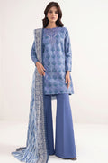 Sapphire - 3PC Unstitched Embroidered Printed Lawn Suit (Cornflower Blue)