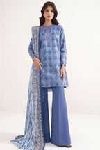 Sapphire - 3PC Unstitched Embroidered Printed Lawn Suit (Cornflower Blue)
