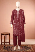 Elanza by Breeza Fashion - 3PC Unstitched Embroidered Lawn Suit (Maroon)