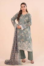 Zesh - 3PC Unstitched Embroidered Lawn Suit (Moss Green)