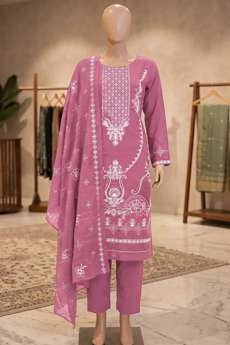 Dream by Breeza Fashion - 3PC Unstitched Embroidered Lawn Suit (Pink)