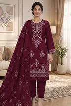 Gulmeher by Breeza Fashion - 3PC Unstitched Embroidered Lawn Suit (Maroon)