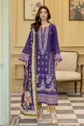Elvia By Johra - 3PC Unstitched Embroidered Lawn Suit (Purple)