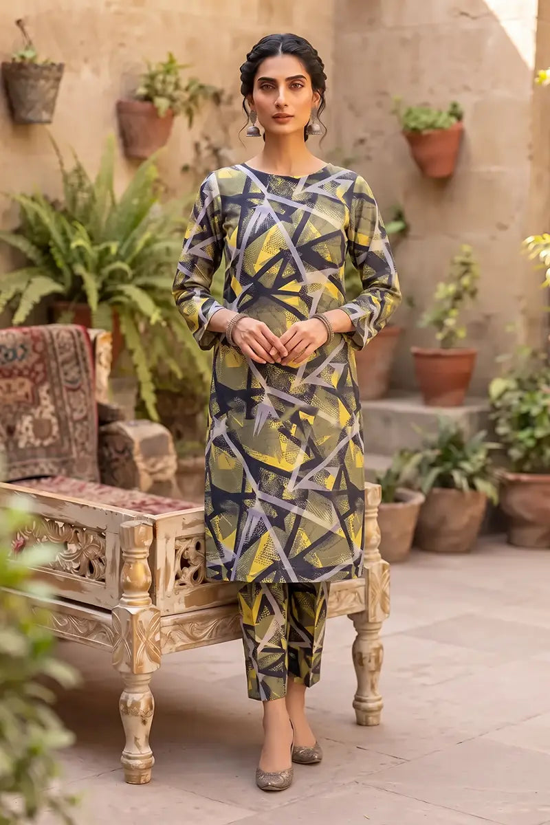 Sana Safinaz Printed Lawn Unstitched 2-Piece Suit (Khaki Green)