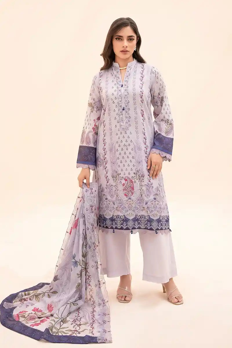 Zesh - 3PC Unstitched Embroidered Lawn Suit (Soft Lavender)