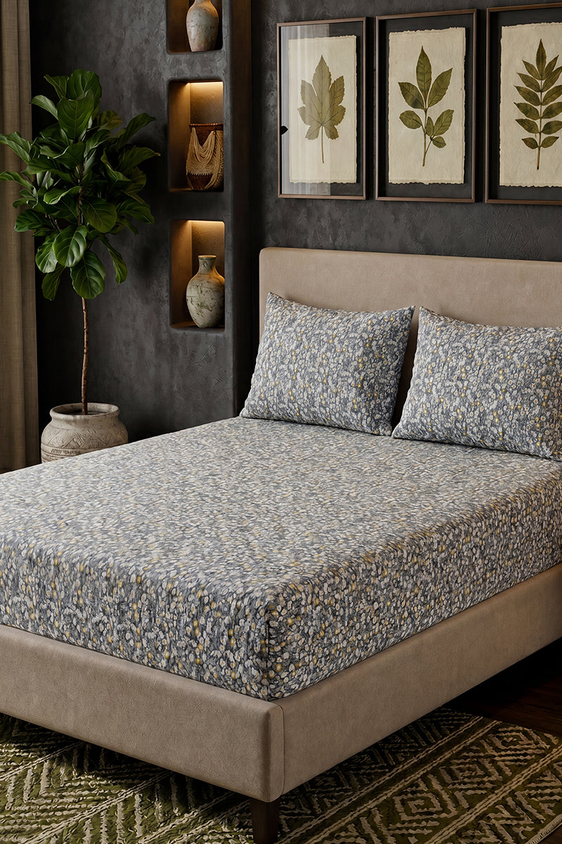 Premium Cotton Fitted Bed Sheet Set By KBC Fashion (Gray)