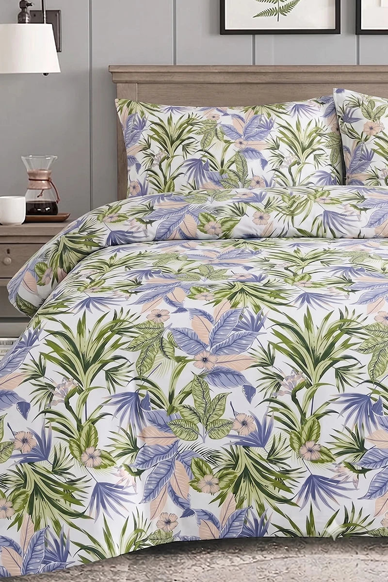 Premium Cotton Bedsheet Set King Size with Pillow Covers (Palm Green)