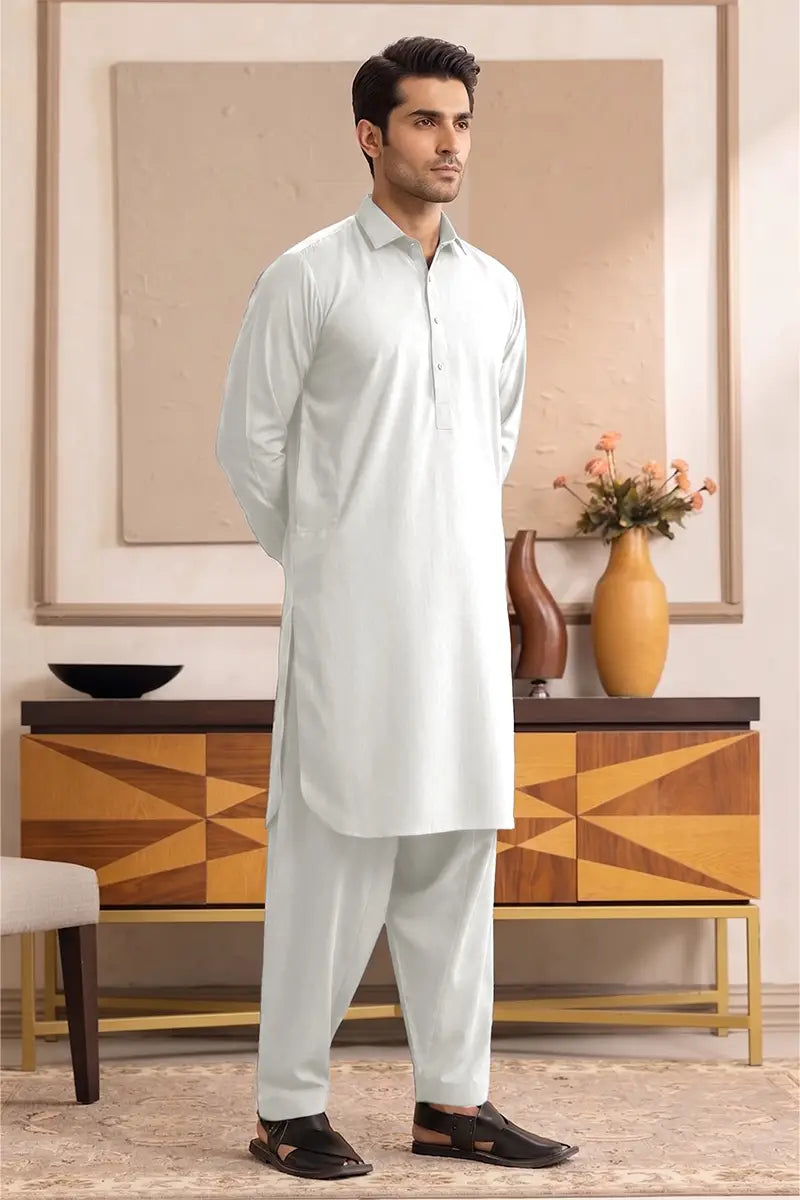 Yameen - Men’s Unstitched Cotton Fabric (Off-White)