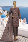 Safina Pop (Vol-01) by A One Textile - 3PC Unstitched Printed Lawn Suit (Chocolate Brown)