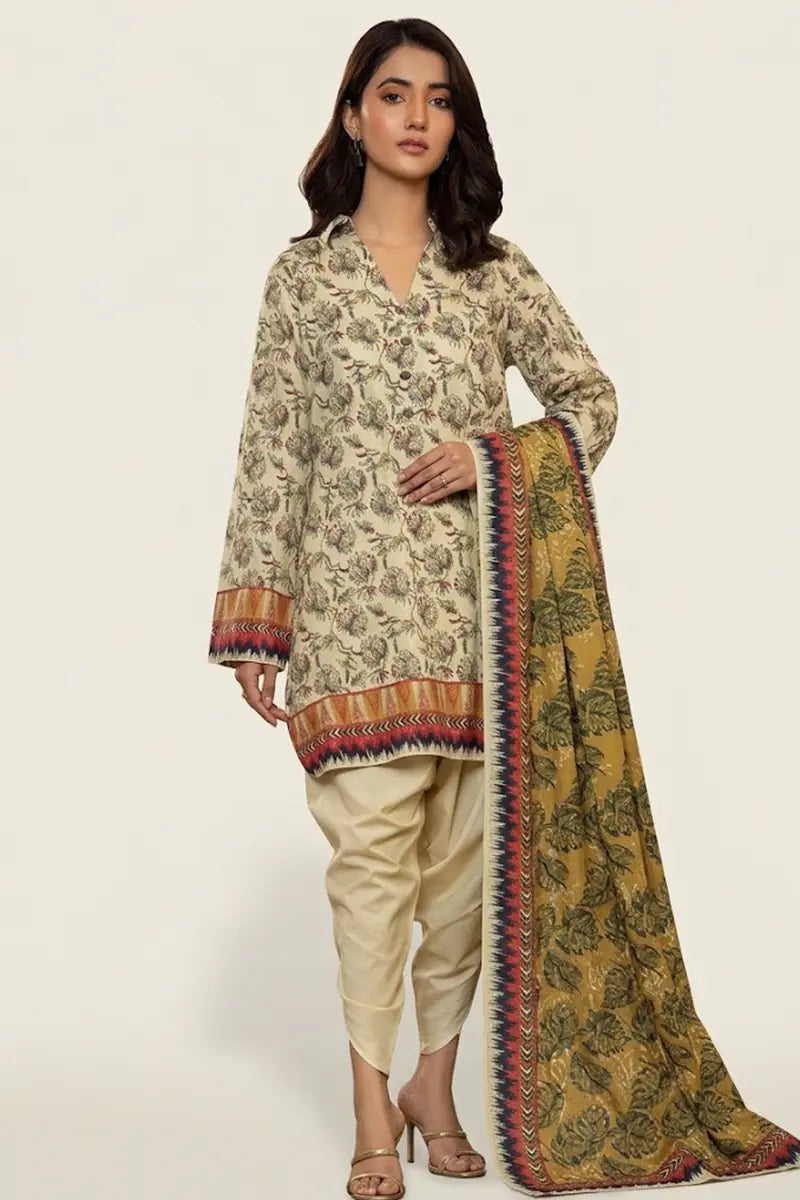 Khaadi Unstitched 3-Piece Lawn Collection (Beige)