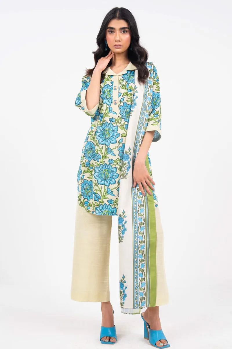 Alkaram Unstitched 3-Piece Lawn Collection (Cerulean Blue)