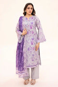 Zesh - 3PC Unstitched Embroidered Lawn Suit (Deep Purple)