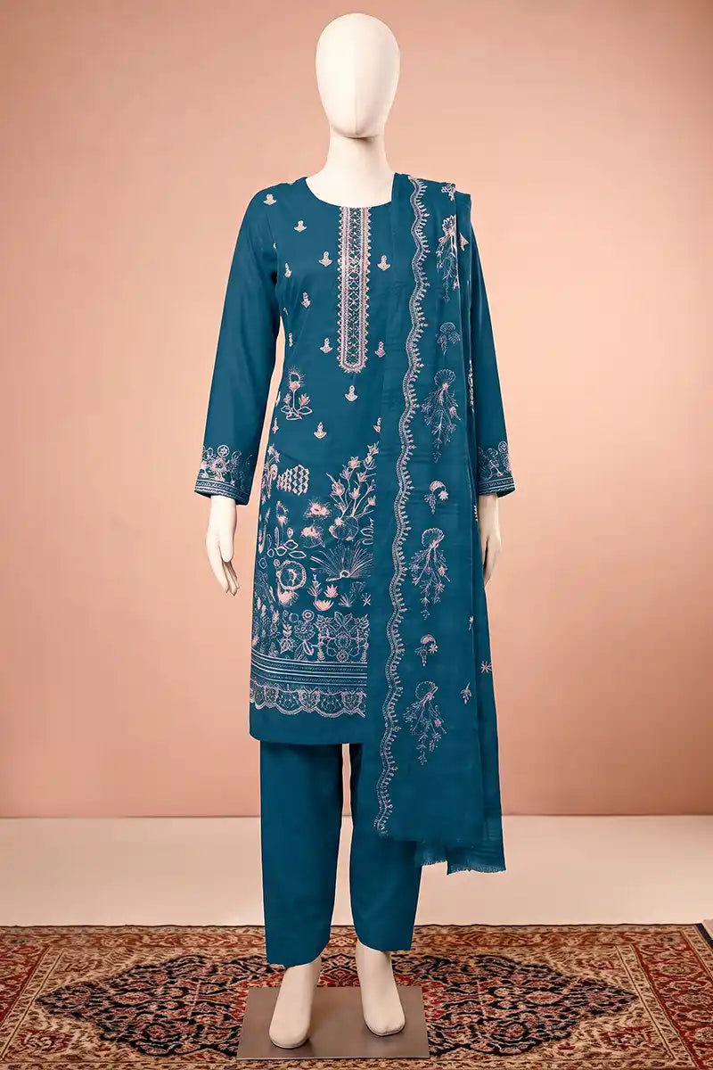 Elanza by Breeza Fashion - 3PC Unstitched Embroidered Lawn Suit (Blue)